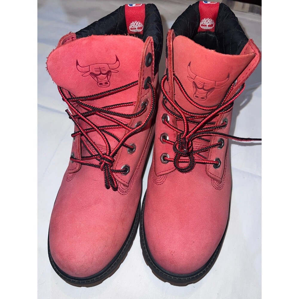 Timberland Premium Red Nubuck Boots NBA Chicago Bulls Mens 5 Womens 7.5